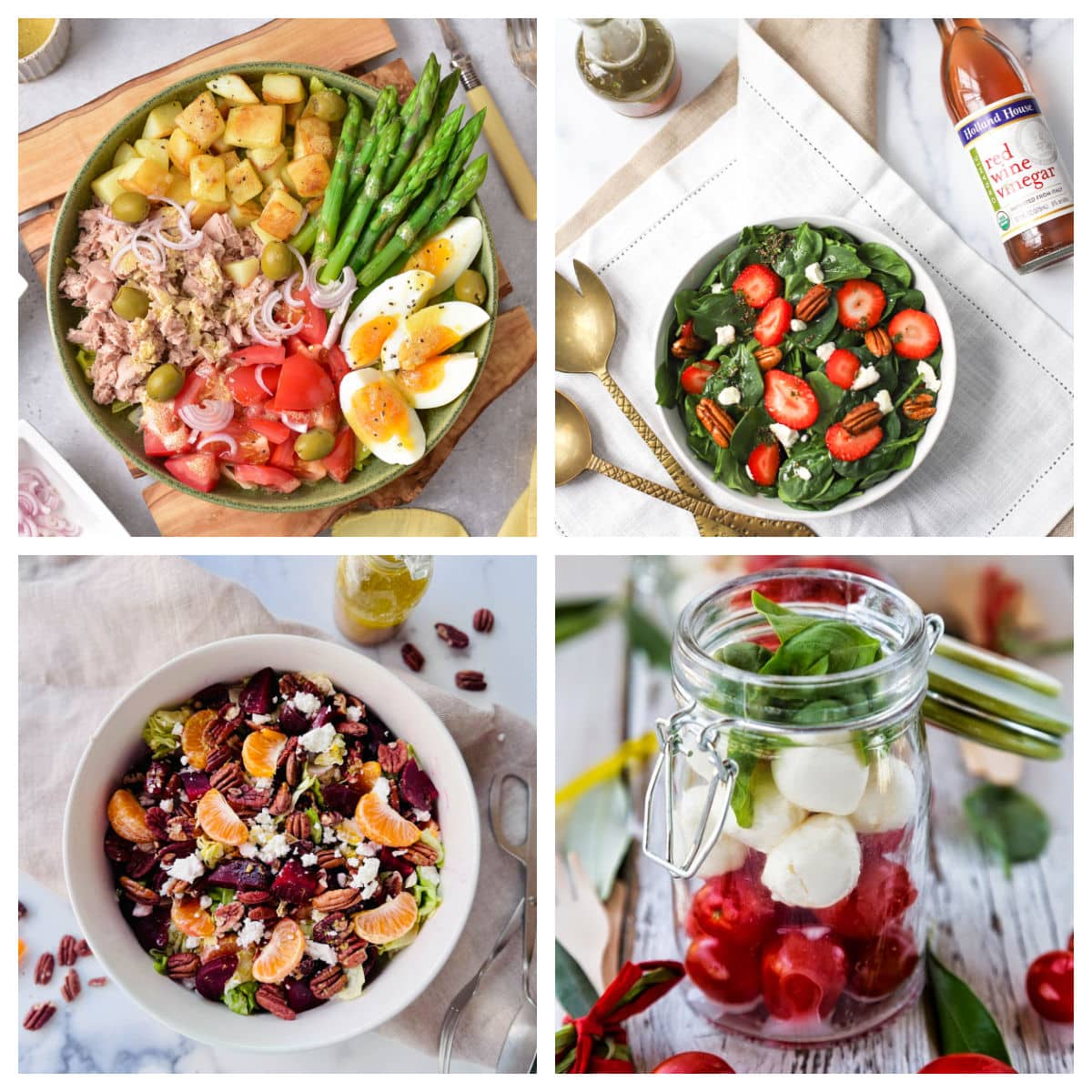 Collage of salads.