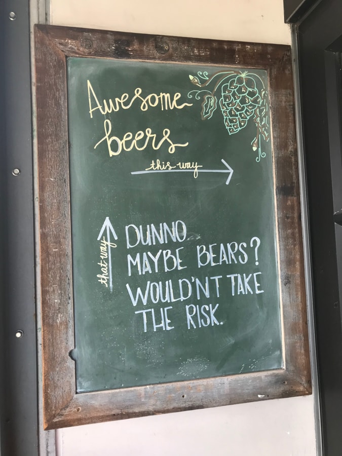 Sign at brewery.