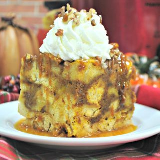 Pumpkin maple crockpot French toast is the perfect breakfast for busy school mornings. It's also a lifesaver when you have company visiting and want to spend time with them - not in the kitchen!