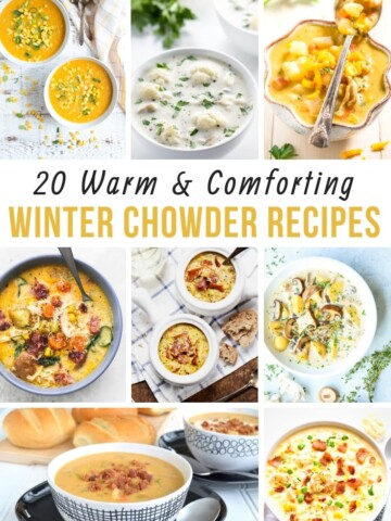 These hearty soup recipes will make your life easier and your family happy on a cold winter night. What could be more comforting than a bowl of soup? #Souprecipes #ChowderRecipes #Soup