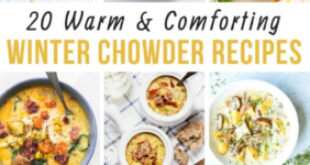 Chowder recipes collage for Pinterest graphic.