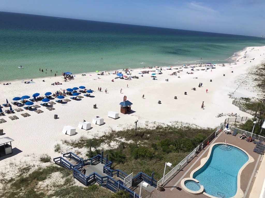 Beach in front of hotel in Panama City Beach, Florida.