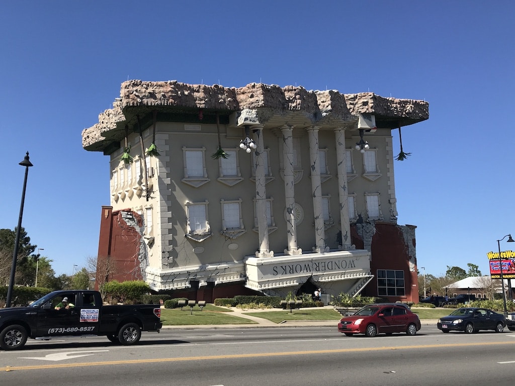 Upside down house at Wonderworks in Panama City Beach, Florida.