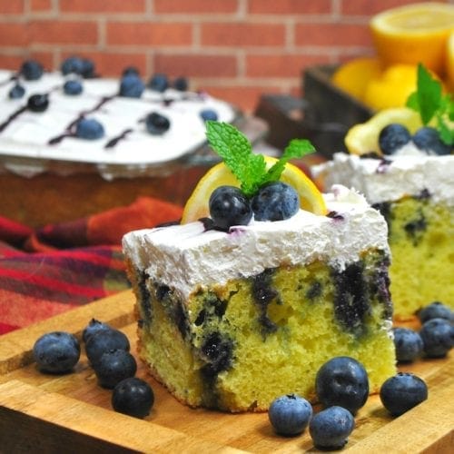 I'm not sure what it is about lemon poke cake with blueberries that just pairs so perfectly, but it truly is a match made in heaven.