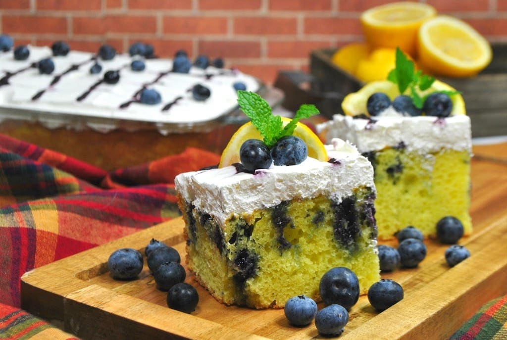Lemon Poke Cake with Blueberries - Food Fun & Faraway Places