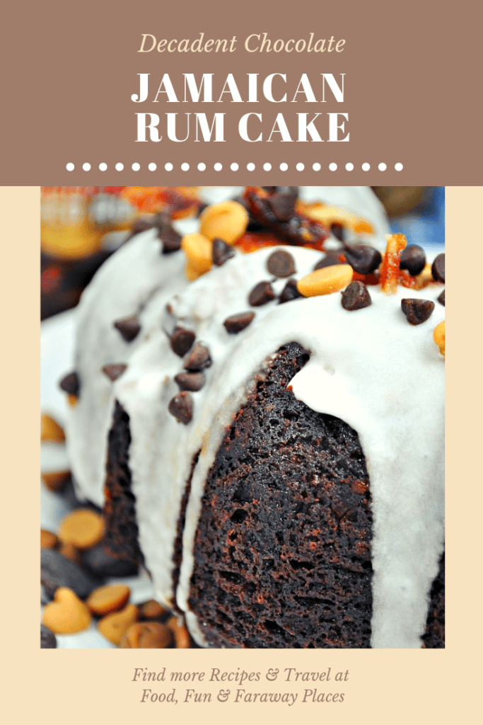 This decadent Chocolate Jamaican Rum Cake is so easy to make, the the rum gives it a kick and makes the texture so moist. Take this to a party and be a huge hit! #RumCake #Rum #RumDessert
