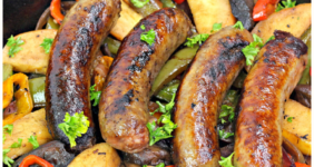 Get ready for a flavor explosion with this bratwurst skillet recipe. Roasting these ingredients together melds the flavors into a pan of pure deliciousness. 