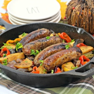 Get ready for a flavor explosion with this bratwurst skillet recipe. Roasting these ingredients together melds the flavors into a pan of pure deliciousness.