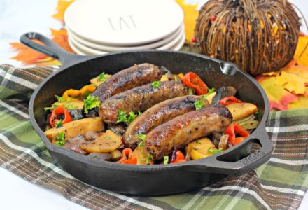 Get ready for a flavor explosion with this bratwurst skillet recipe. Roasting these ingredients together melds the flavors into a pan of pure deliciousness.
