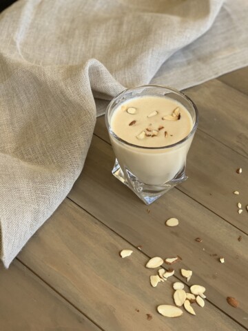 This almond milk smoothie is so decadent, yet it only has three ingredients! It's filling and perfect for breakfast!