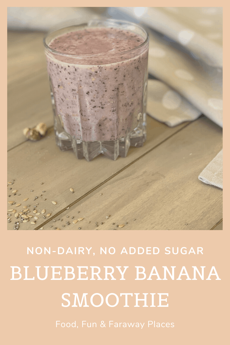 A blueberry banana smoothie is a great way to start any day, and this one has no added sugar and is dairy-free.