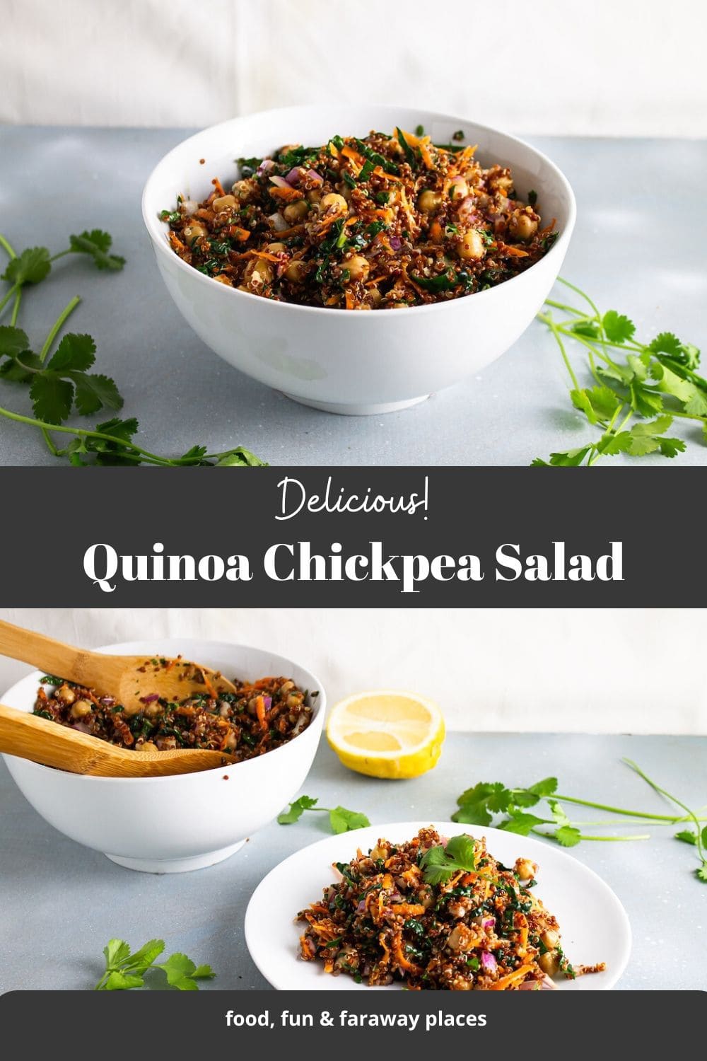 This Quinoa Chickpea Salad recipe is the perfect side when you want something light to accompany a steak, roasted chicken, or fish. This also makes a wonderful meal all on its own. 