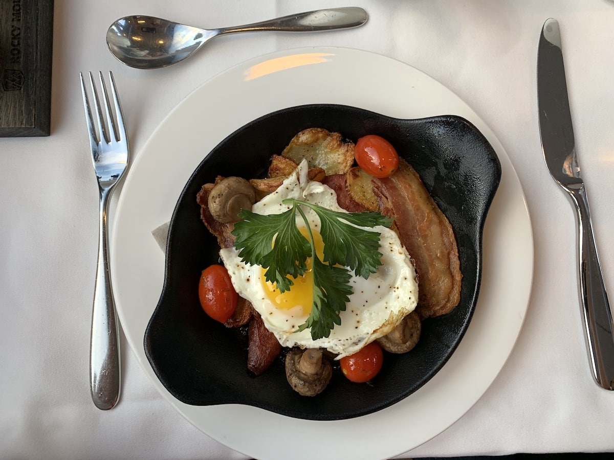 sunsrise skillet on Canadian Rockies by train