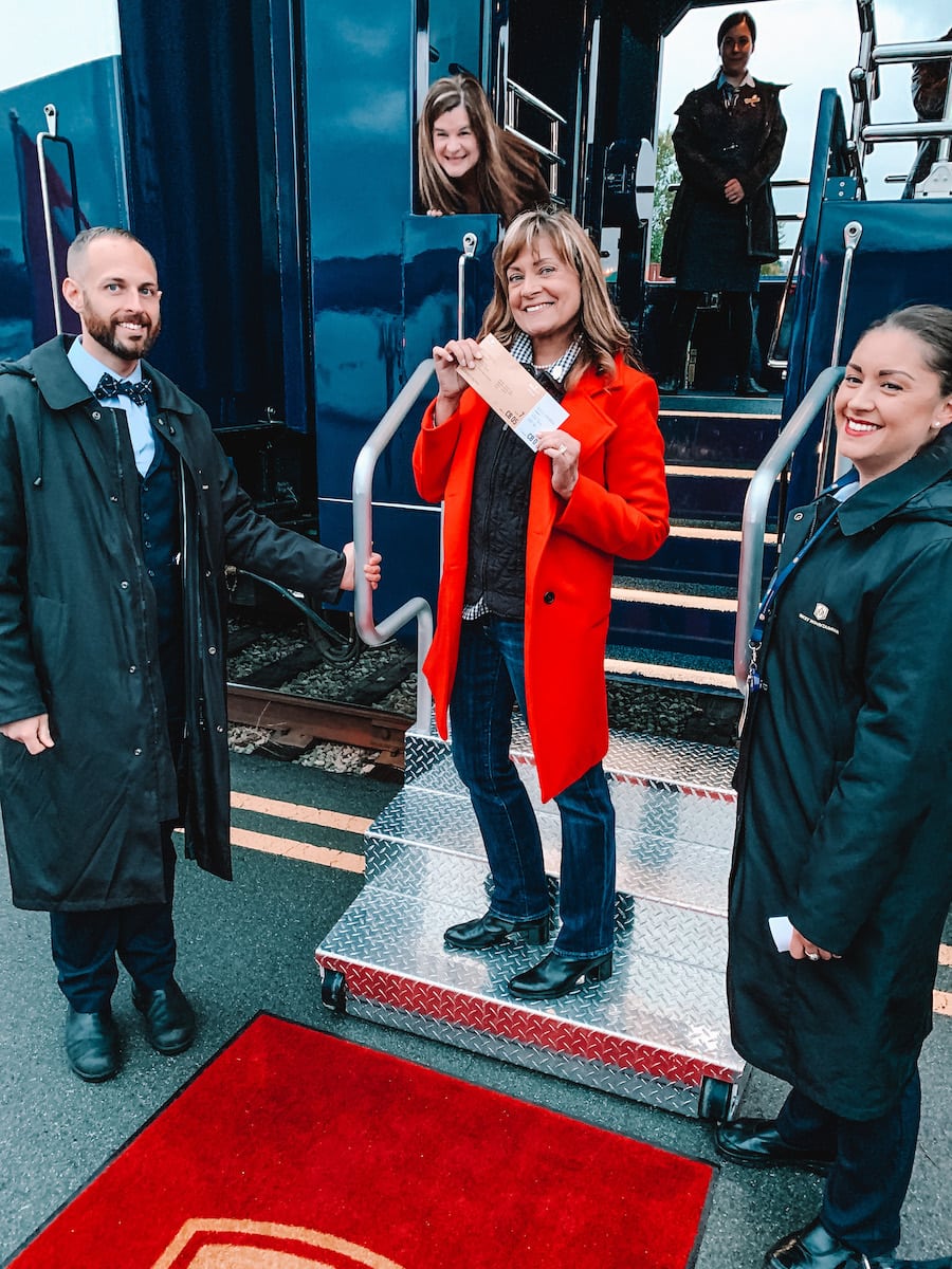 Kelly boarding Rocky Mountaineer