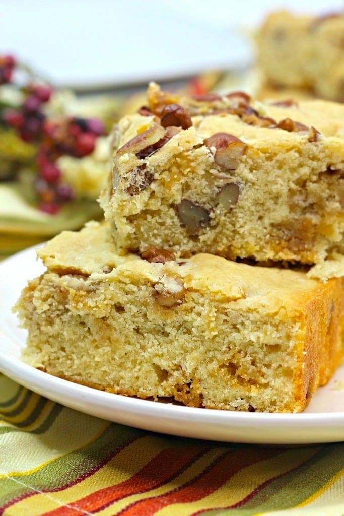 This easy butter pecan blondie recipe is perfect for when the kids are at home and everyone wants something sweet. And let's face it, EVERYONE is at home!