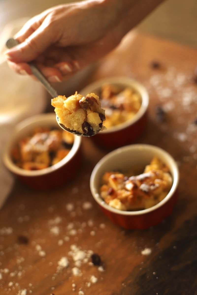 bread and butter pudding bite