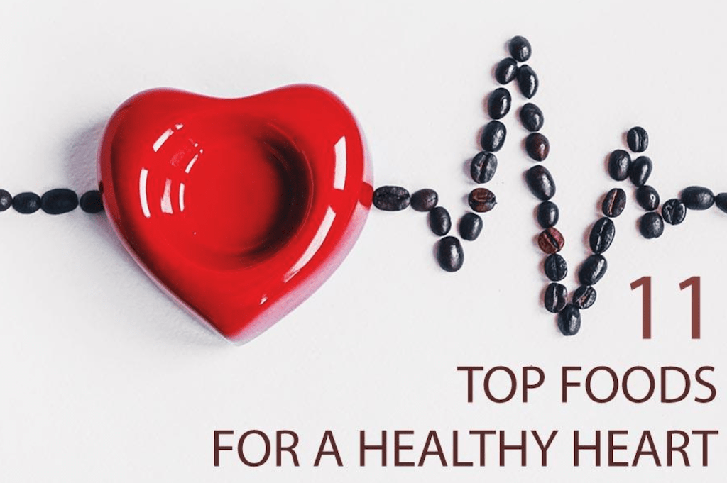 Foods for a healthy heart sign.