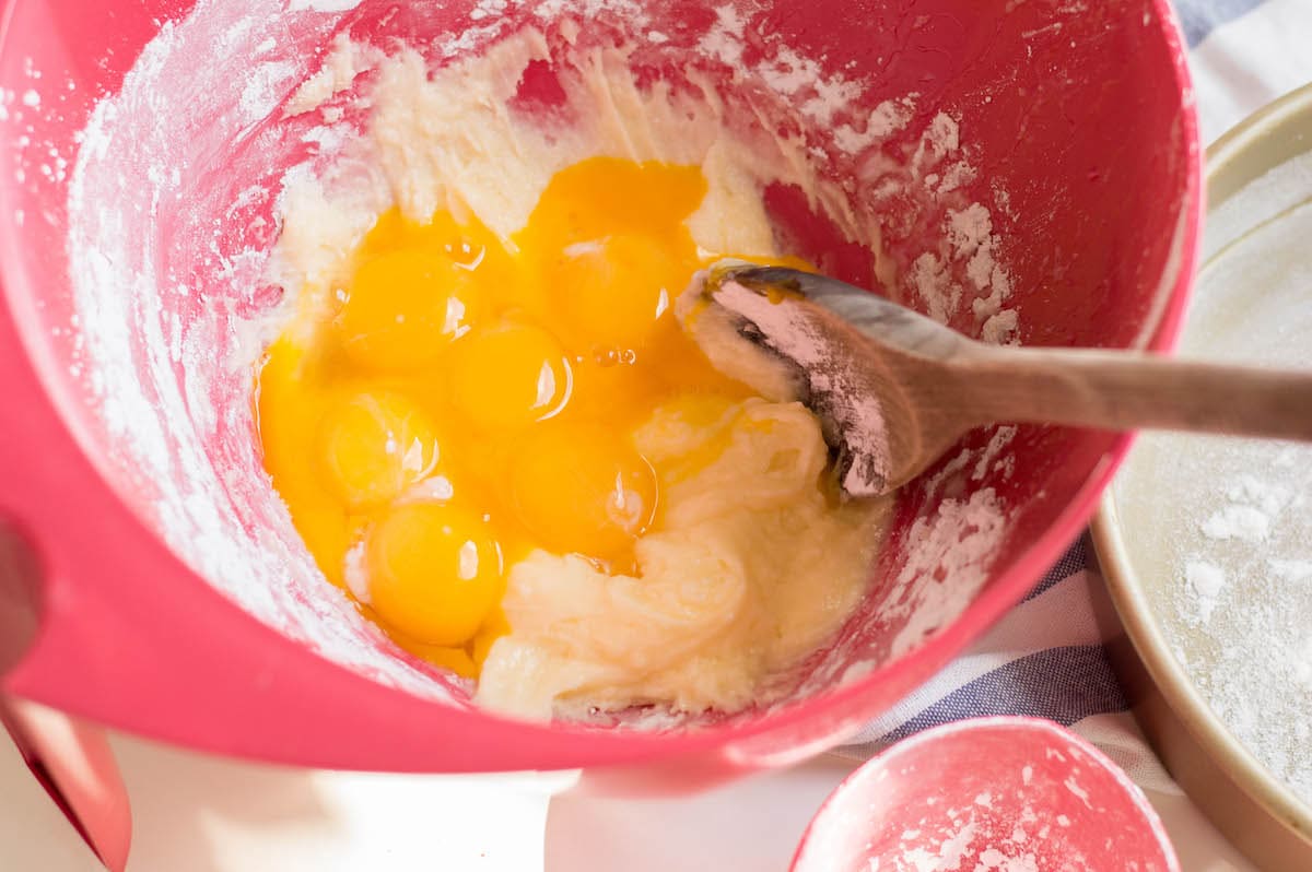 egg yolks with butter and sugar