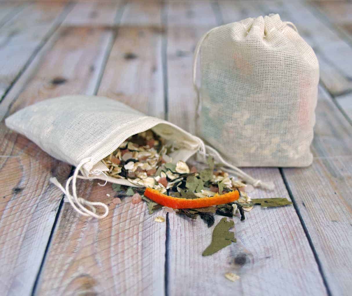 Herbs in a teabag.