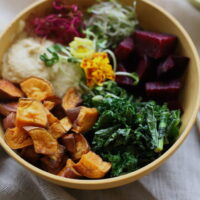 kale and sweet potato vegan bowl