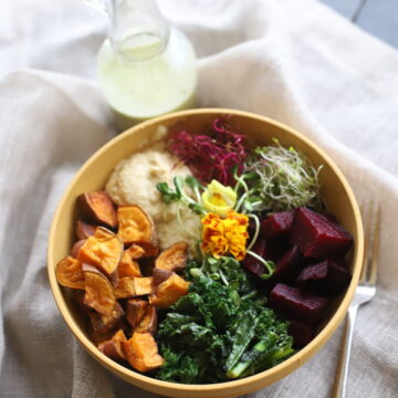 kale and sweet potato vegan power bowl