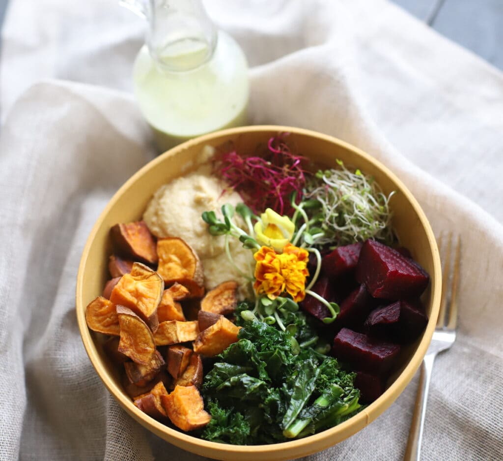 kale and sweet potato vegan power bowl