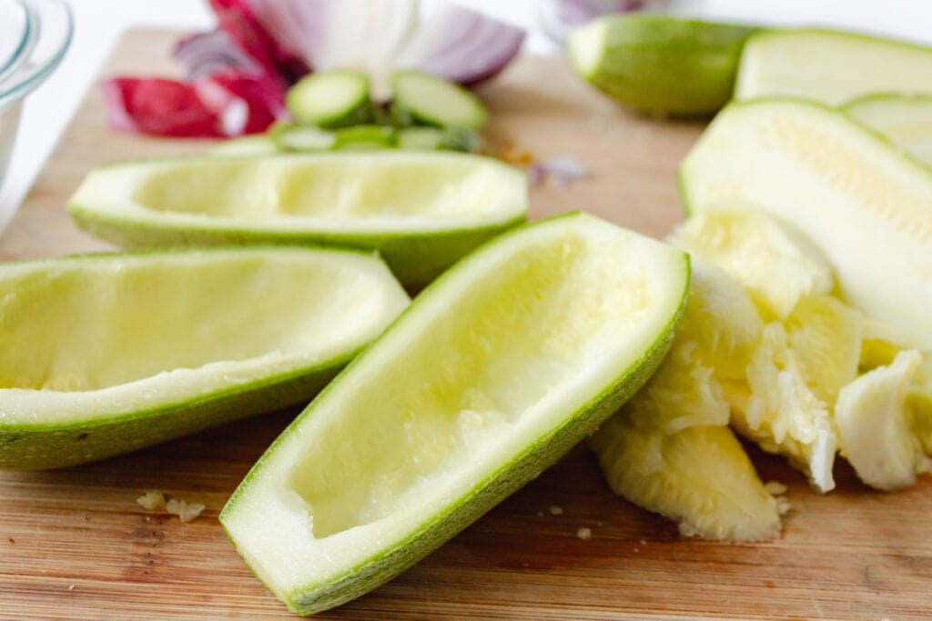 raw zucchini on cutting board