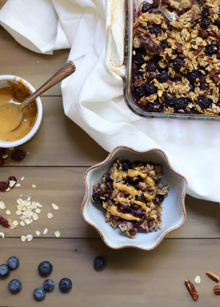 baked oatmeal with toppings