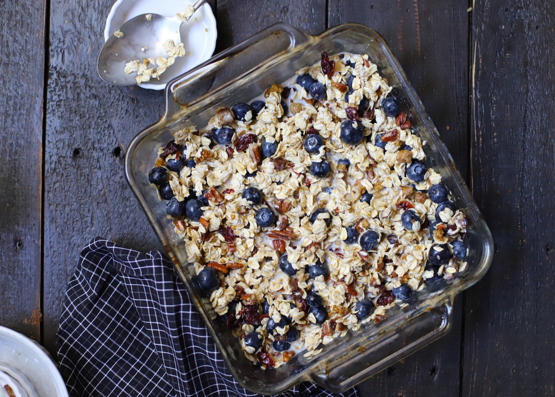 baked oatmeal prep in dish