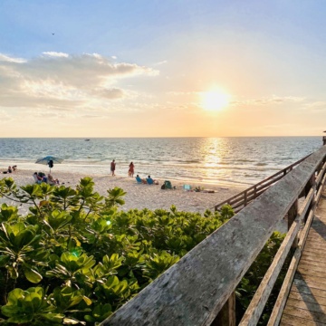 Naples Florida beach at sunset.