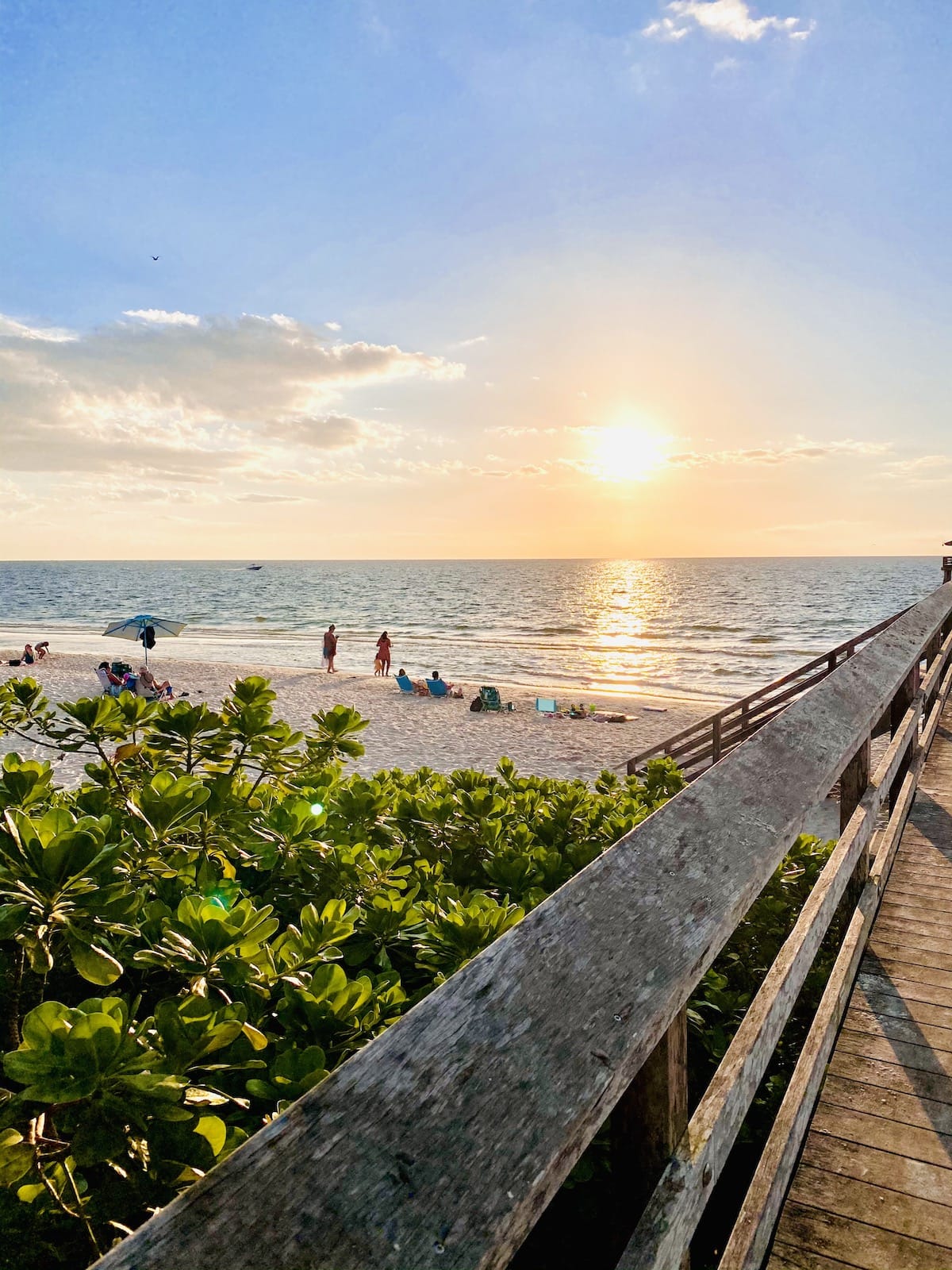 Naples Florida beach at sunset.