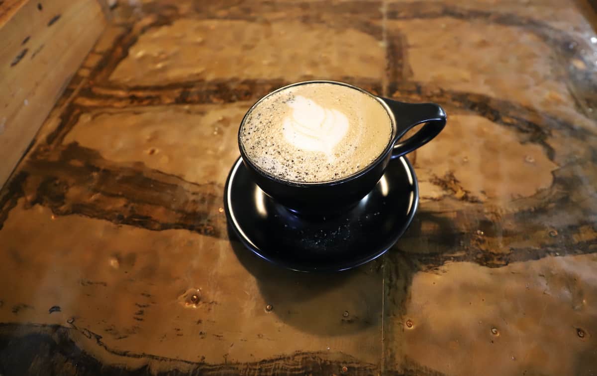 Coffee on wood table.