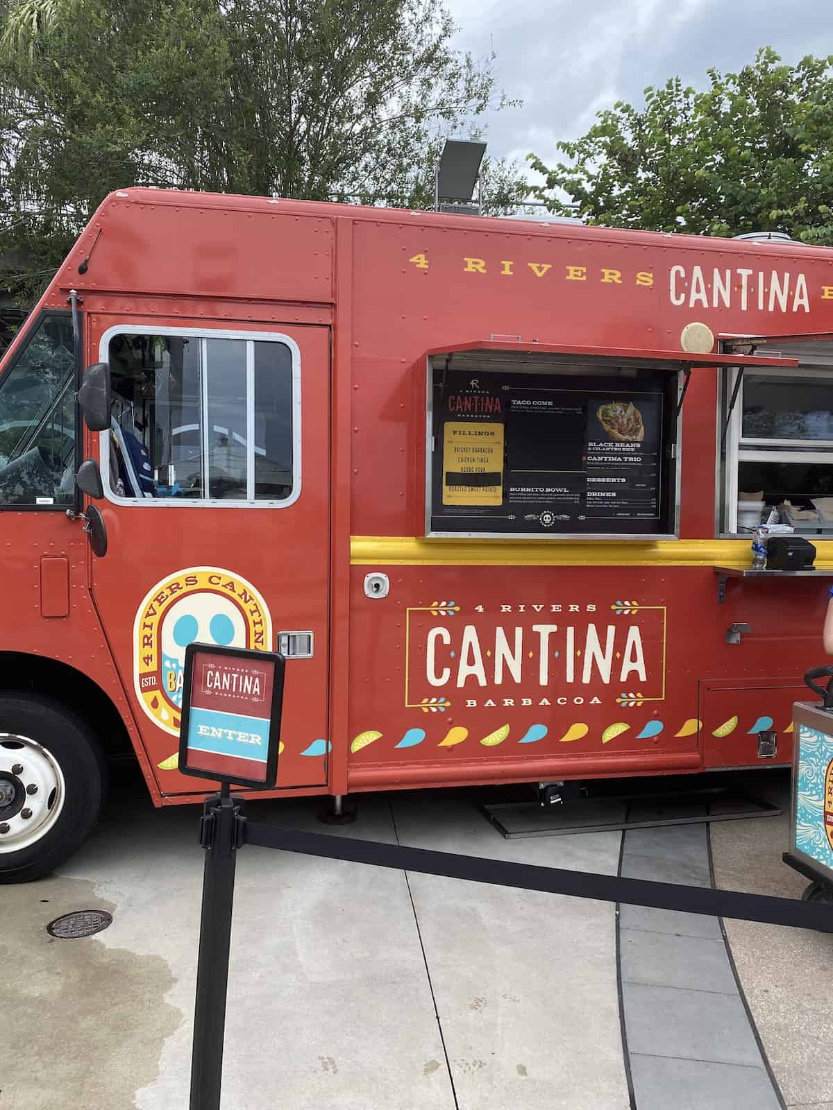 Red Mexican food truck at Disney Springs