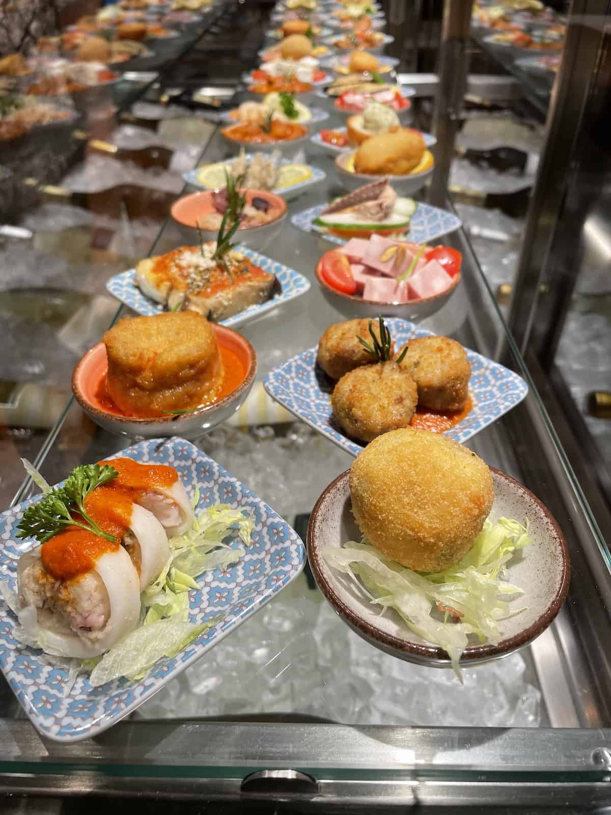 Small plate dishes on cruise ship.