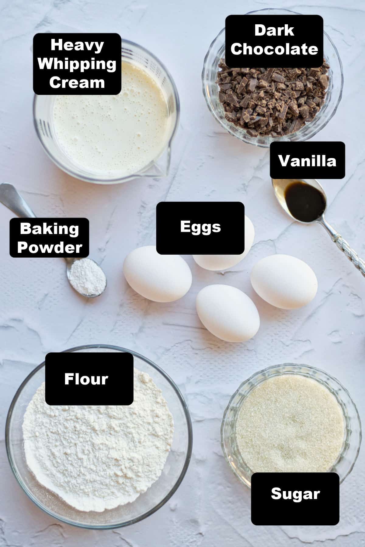 Rolled cake ingredients.