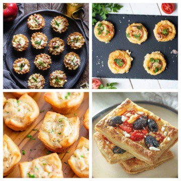 Savory tarts in a collage.