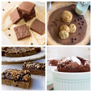 Chocolate desserts in a collage.