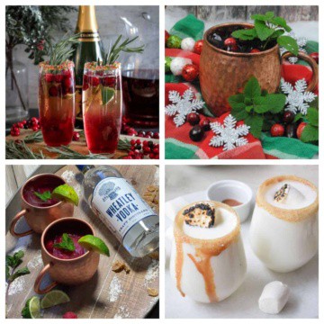 Holiday cocktails in a collage.