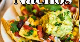 Healthy vegan nachos graphic for Pinterest