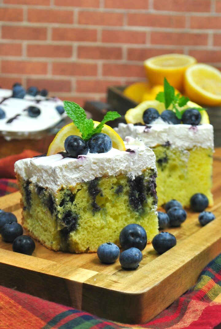 Lemon Poke Cake with Blueberries - Food Fun & Faraway Places