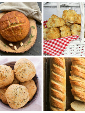 Collage of breads that go with soup.