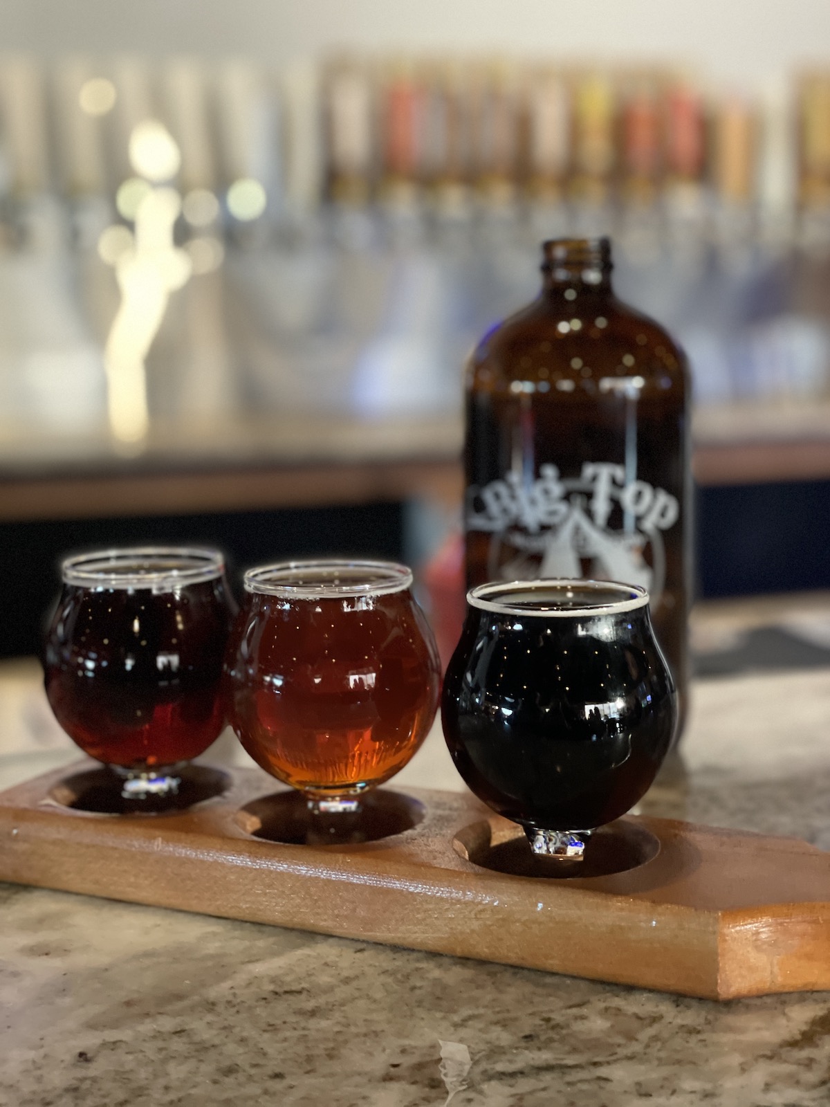 Flight of craft beers at Big Top Brewery in Bradenton.