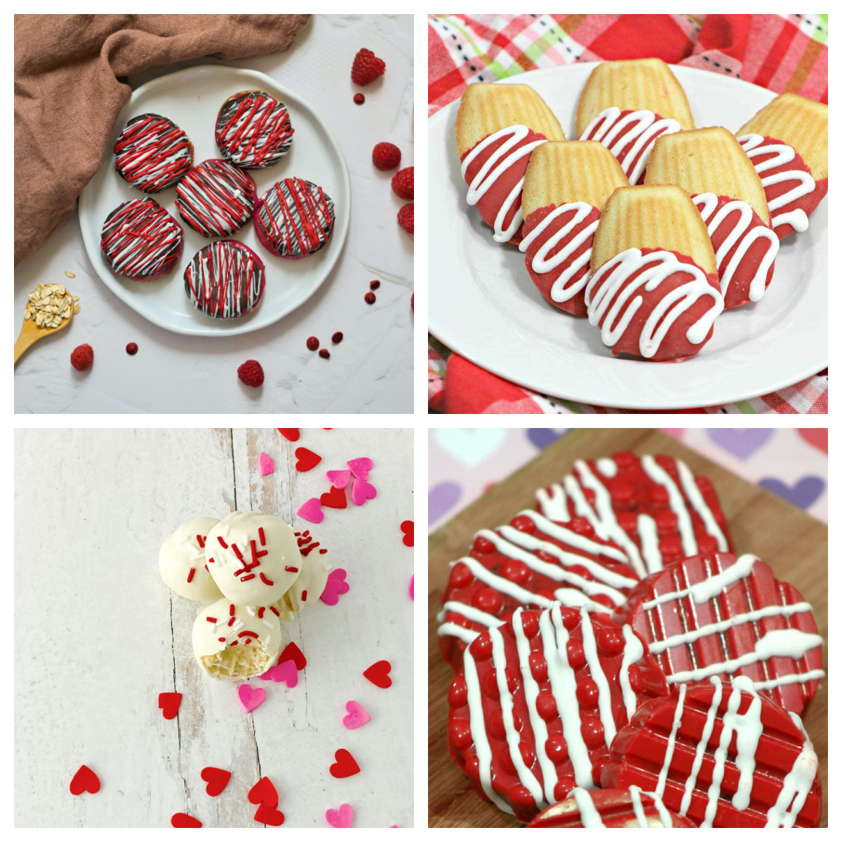 Collage of chocolate desserts for Valentine's Day.