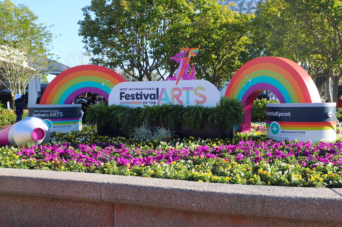 Epcot Festival of the Arts 2022 sign at entrance.