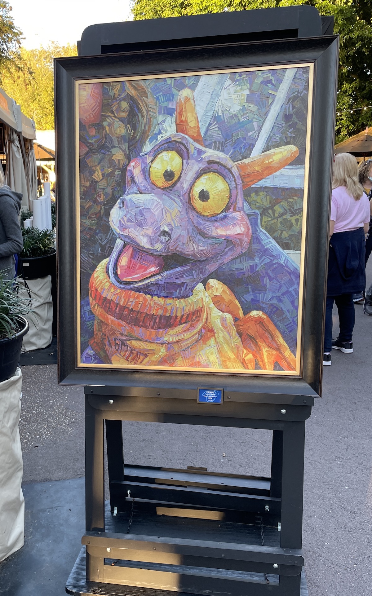 Painting of Figment at Epcot Festival of the Arts 2022.