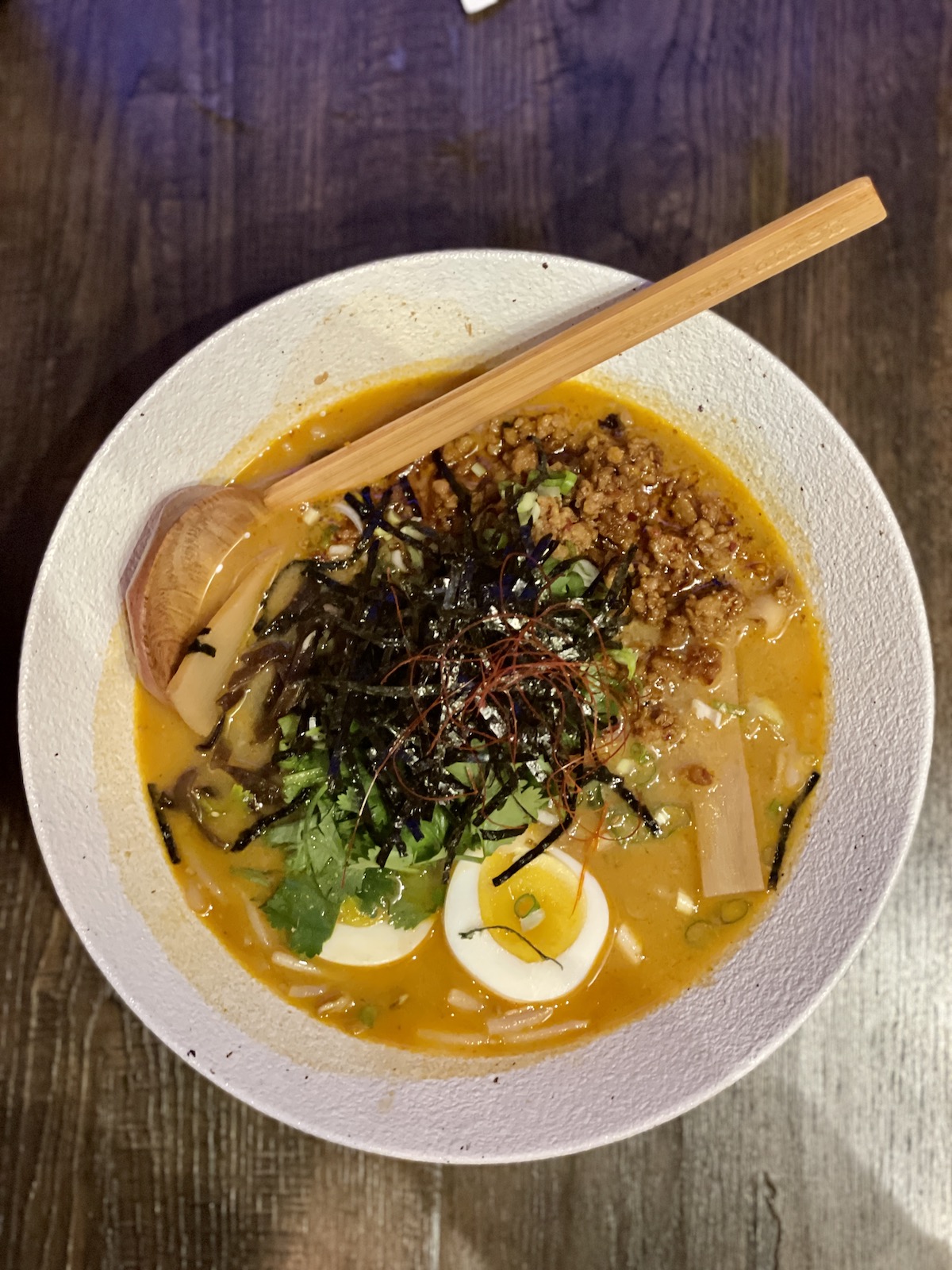 Bowl of ramen at Mitaka restaurant in Bradenton.