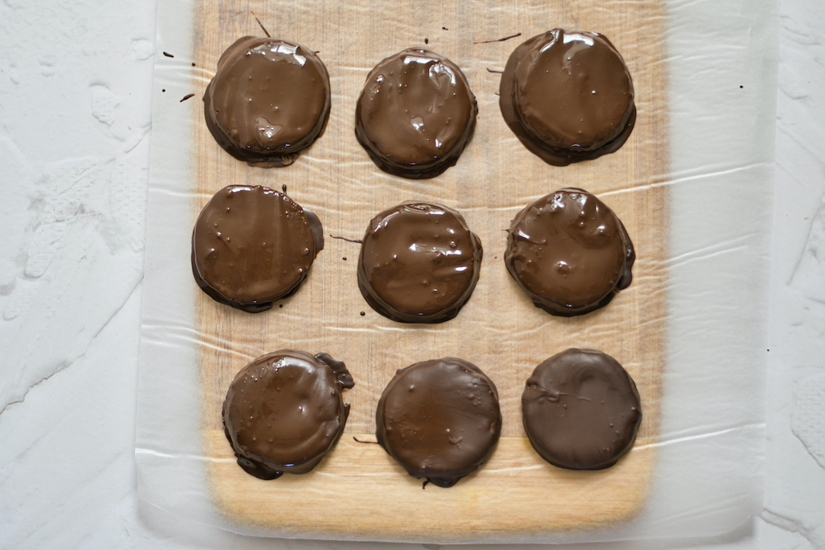 Chocolate dipped cookies.