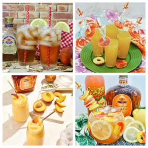 Collage of Peach Crown Royal Cocktails.