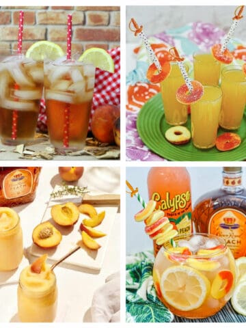 Collage of Peach Crown Royal Cocktails.