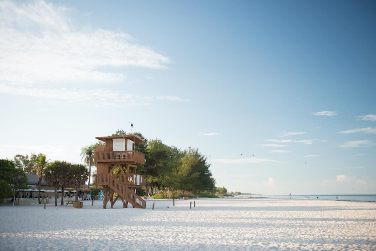 Lifeguard stand on beach.